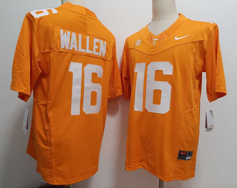 Mens Tennessee Volunteers #16 Morgan Wallen Yellow FUSE College Stitched Jersey